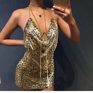 Sexy backless metal party dress